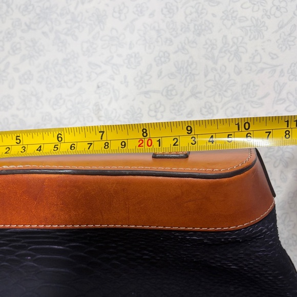 Dooney & Bourke Blue Cara Leather Tote | Python-Texture Shoulder Bag - Picture 12 of 16